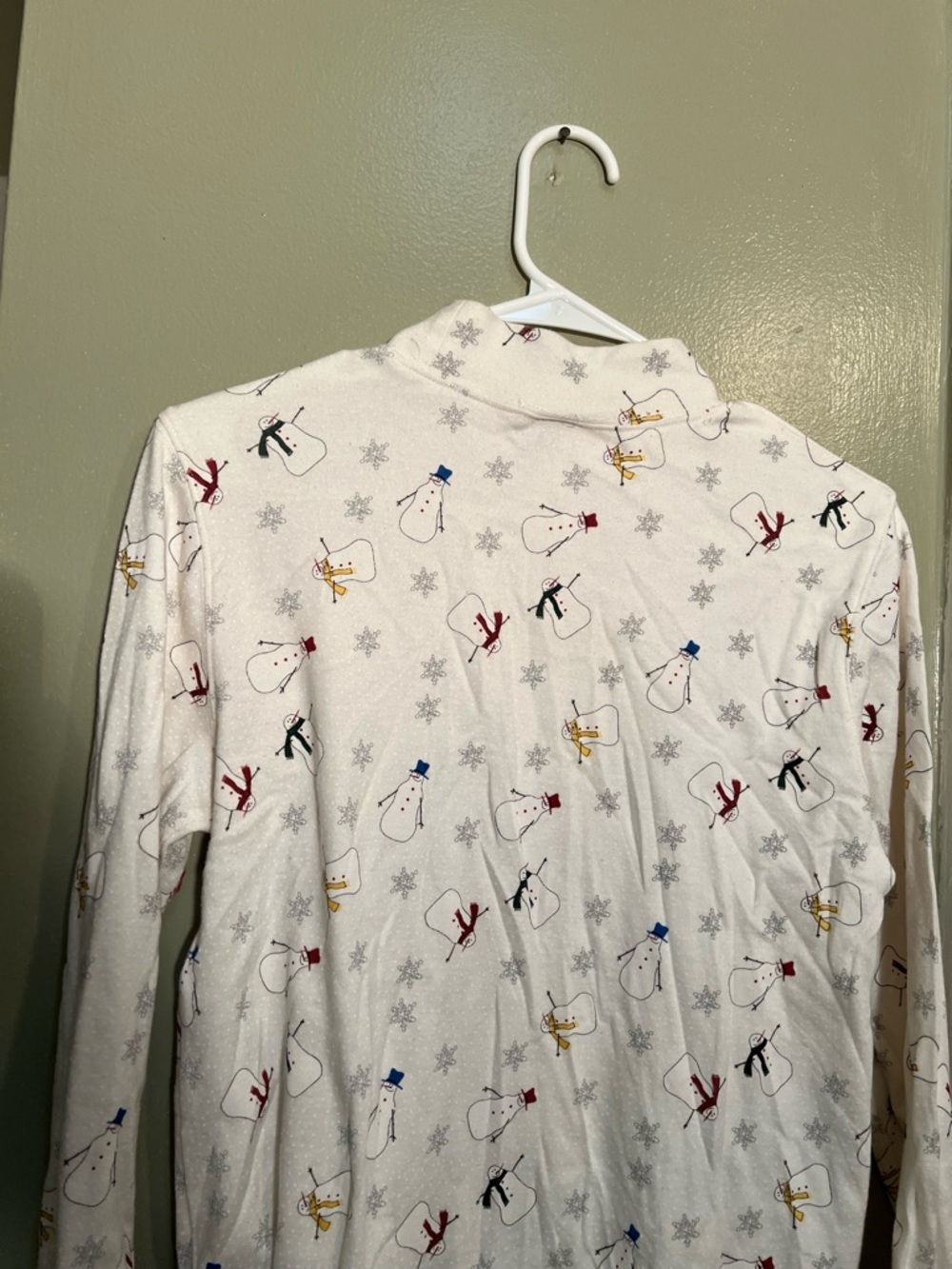 Baxter & Wells Women's Size‎ Medium Mock Neck T-Shirt White Long Sleeve Snowman - Picture 5 of 8